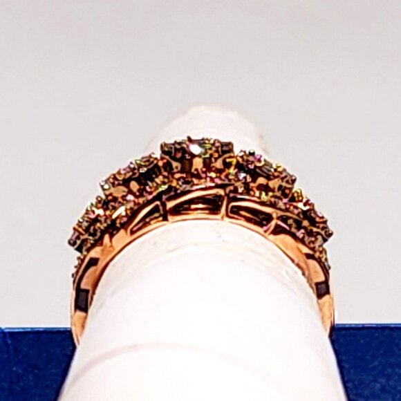 Natural Champagne Diamond ring in 14K Rose Gold vermeil over 925SS 1.00tcw sz 7 - Picture 6 of 6